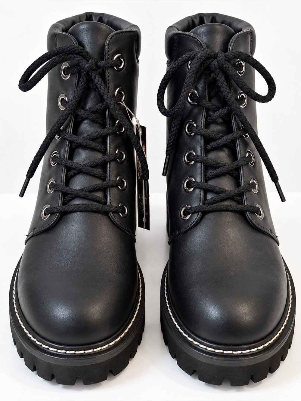 NWT Montelliana 1965 "Claudine" Black Leather Combat Boots - Size 37.5 / US 7.5